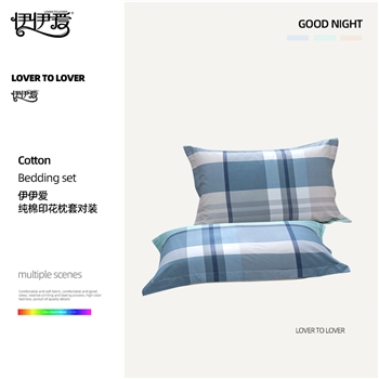 伊伊爱TJ0NH02201487纯棉印花单品枕套一对装48*74cm时尚格调